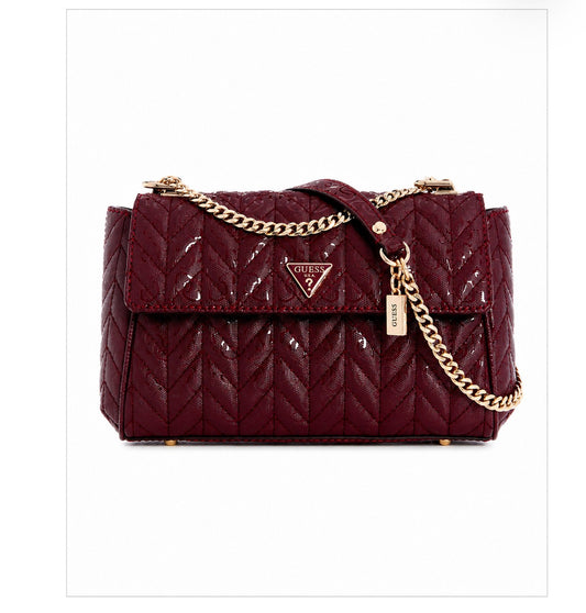 Bolso Crossbody GUESS Acolchado Merlot con Cadena Dorada