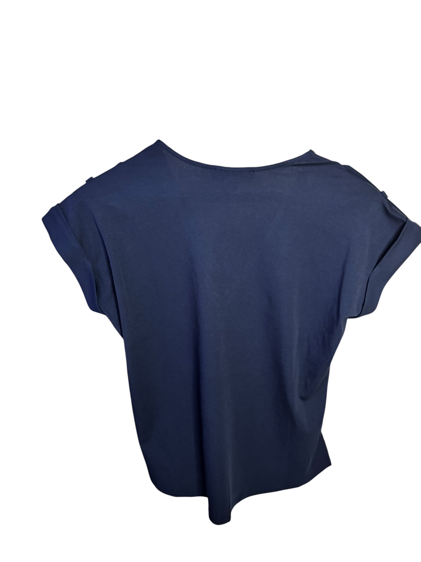 Blusa Michael Kors Azul Marino de Cuello V con Detalles Dorados