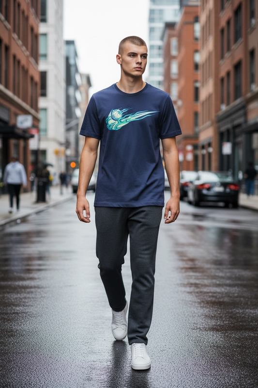 Camiseta Nike para Hombre Azul Marino con Logo Swoosh Gráfico