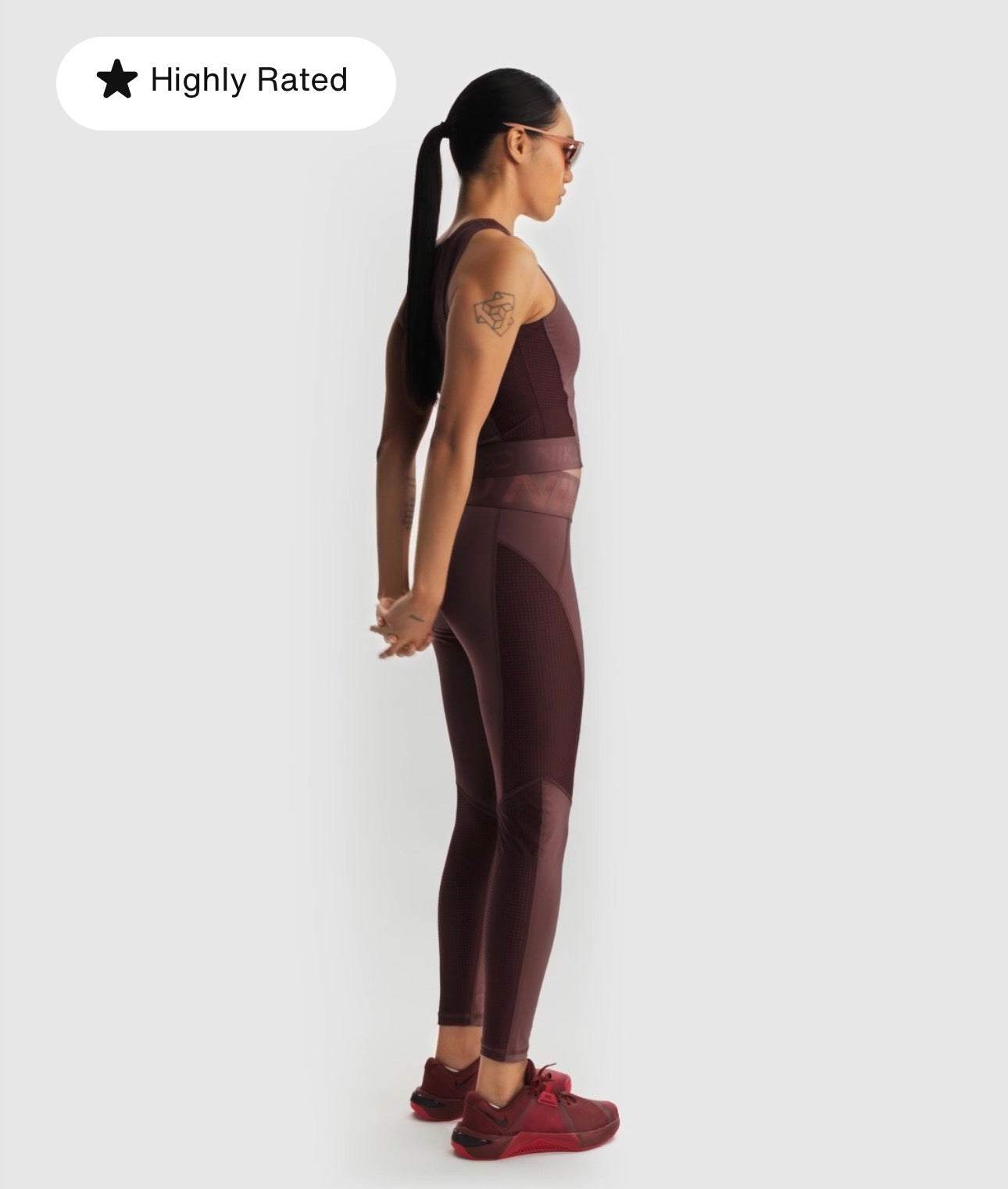Nike Pro Sculpt Leggings Deportivos de Tiro Alto 7/8 Mujer – Burgundy Crush