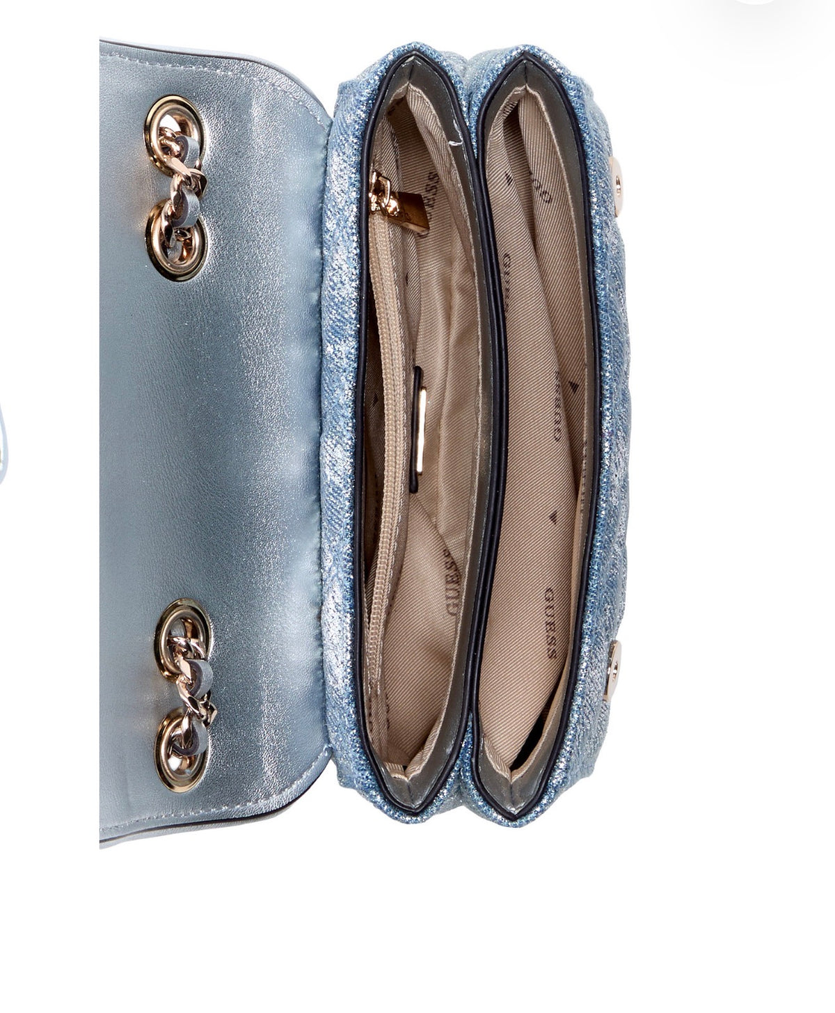 Bolso Mini GUESS Giully II Crossbody en Denim Metálico Azul