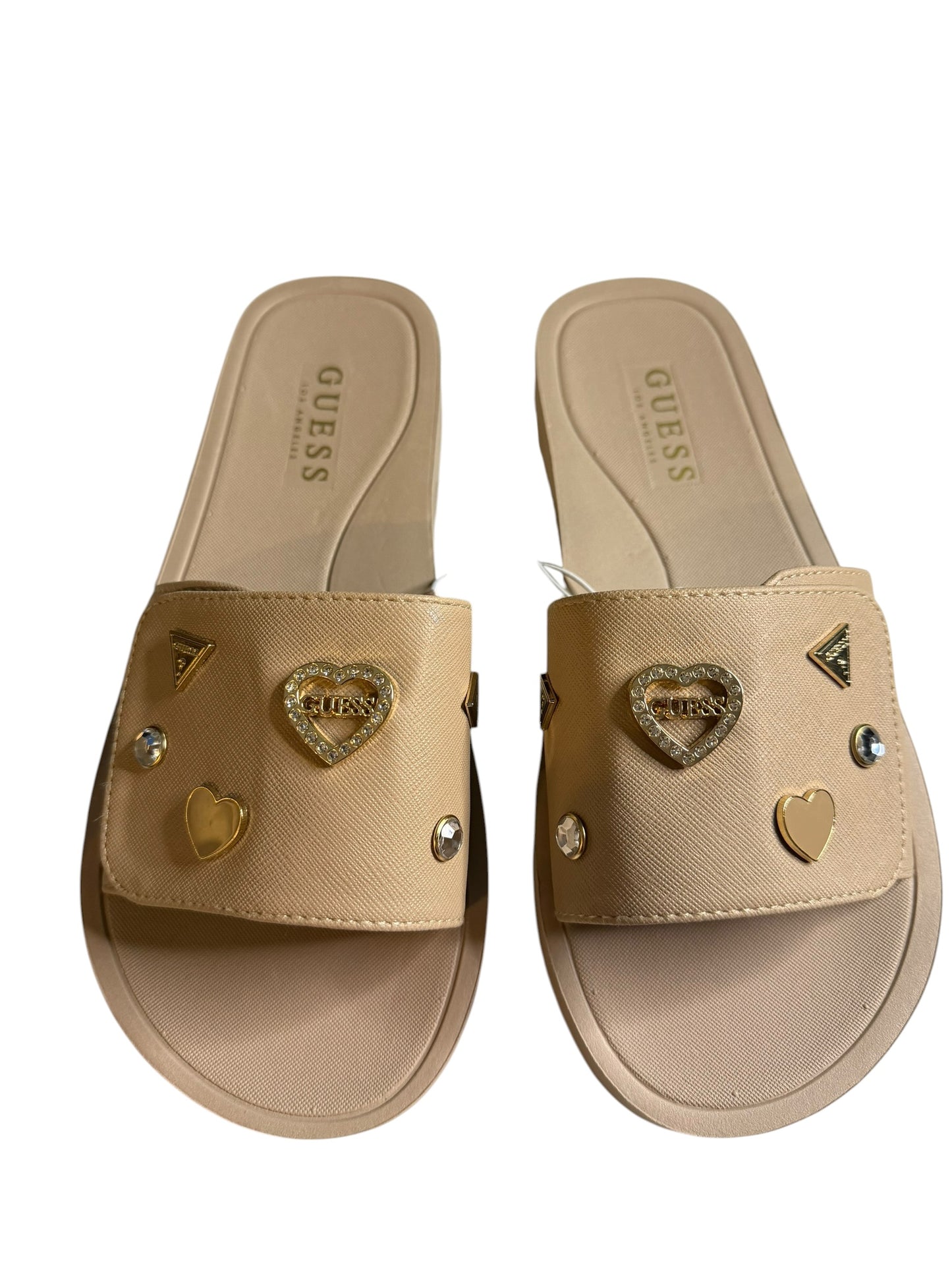 Sandalias Guess Mujer Beige con Detalles Dorados Talla 7