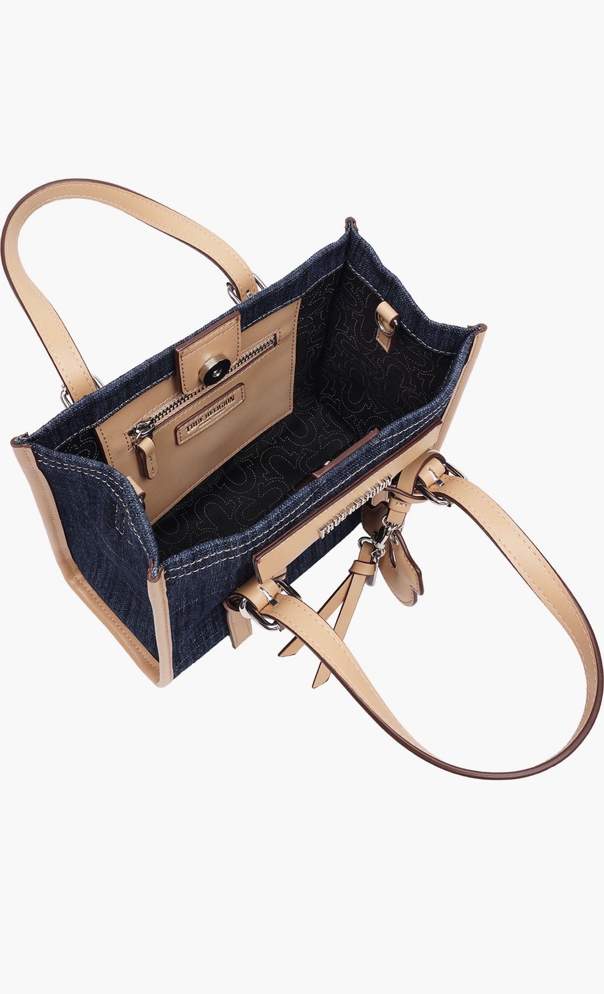 Bolso mini tote True Religion de mezclilla oscura