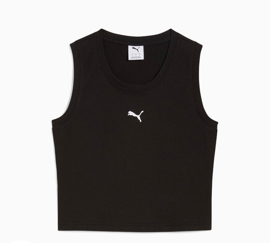 Camiseta Sin Mangas Puma Elevated Essentials Ribbed Mujer – Negro o Alpine Snow
