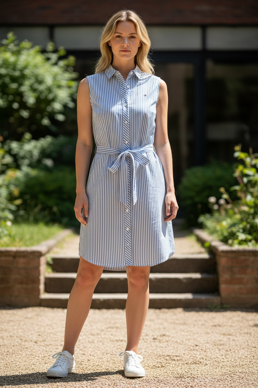 Vestido Tommy Hilfiger Rayado Azul y Blanco para Mujer