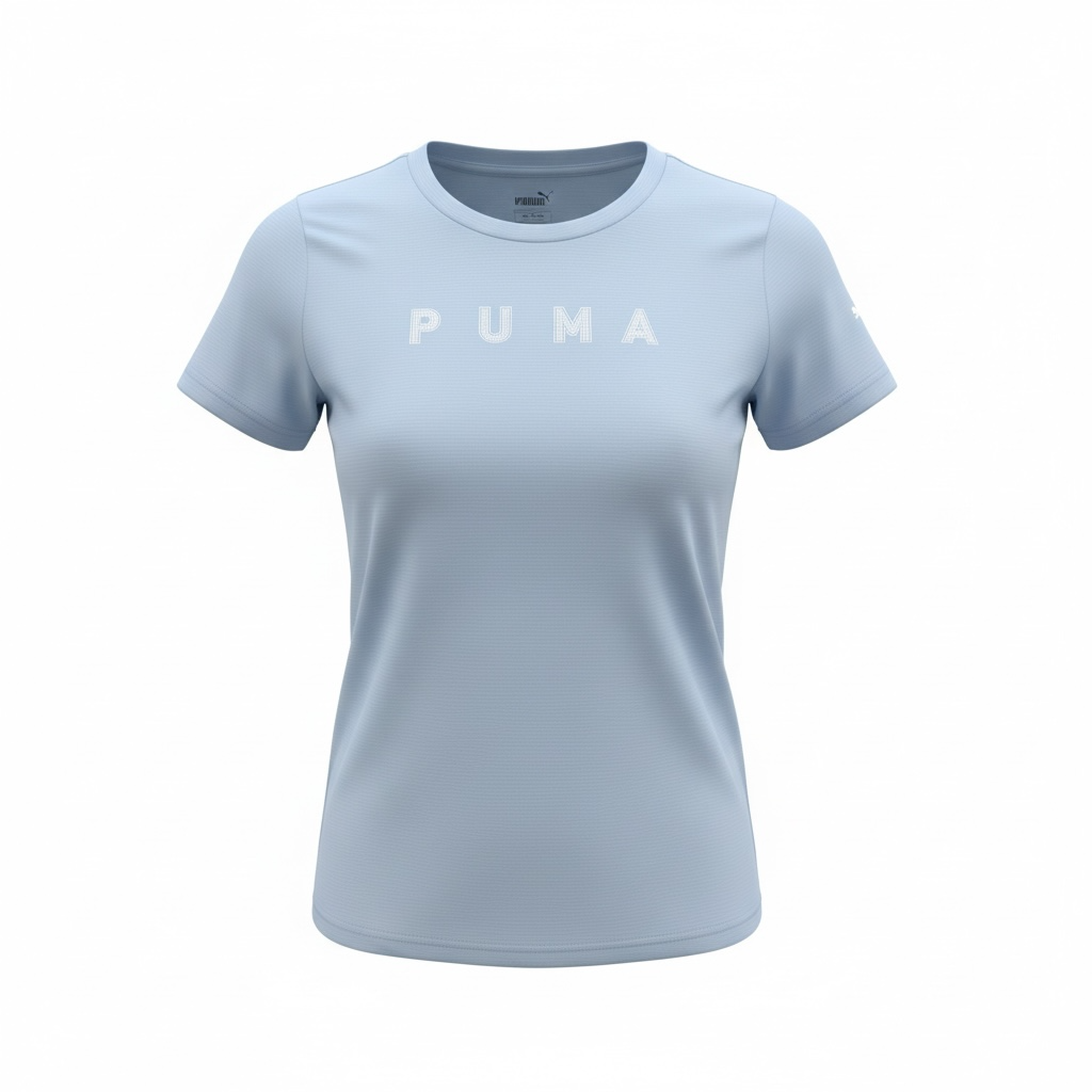 Camiseta Puma Mujer Azul Claro Texturizada – Estilo Deportivo Minimalista