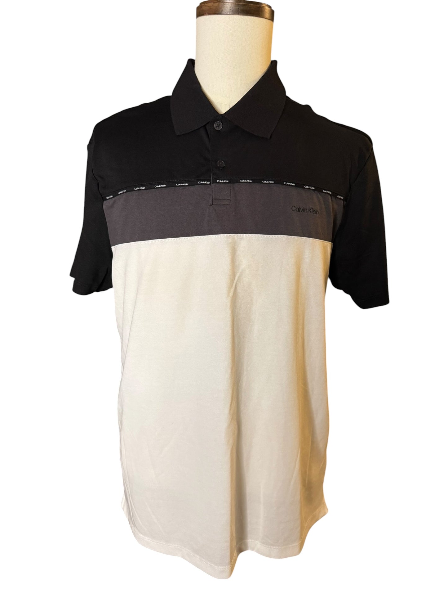 Polo Calvin Klein Color Block Negro, Gris y Blanco para Hombre