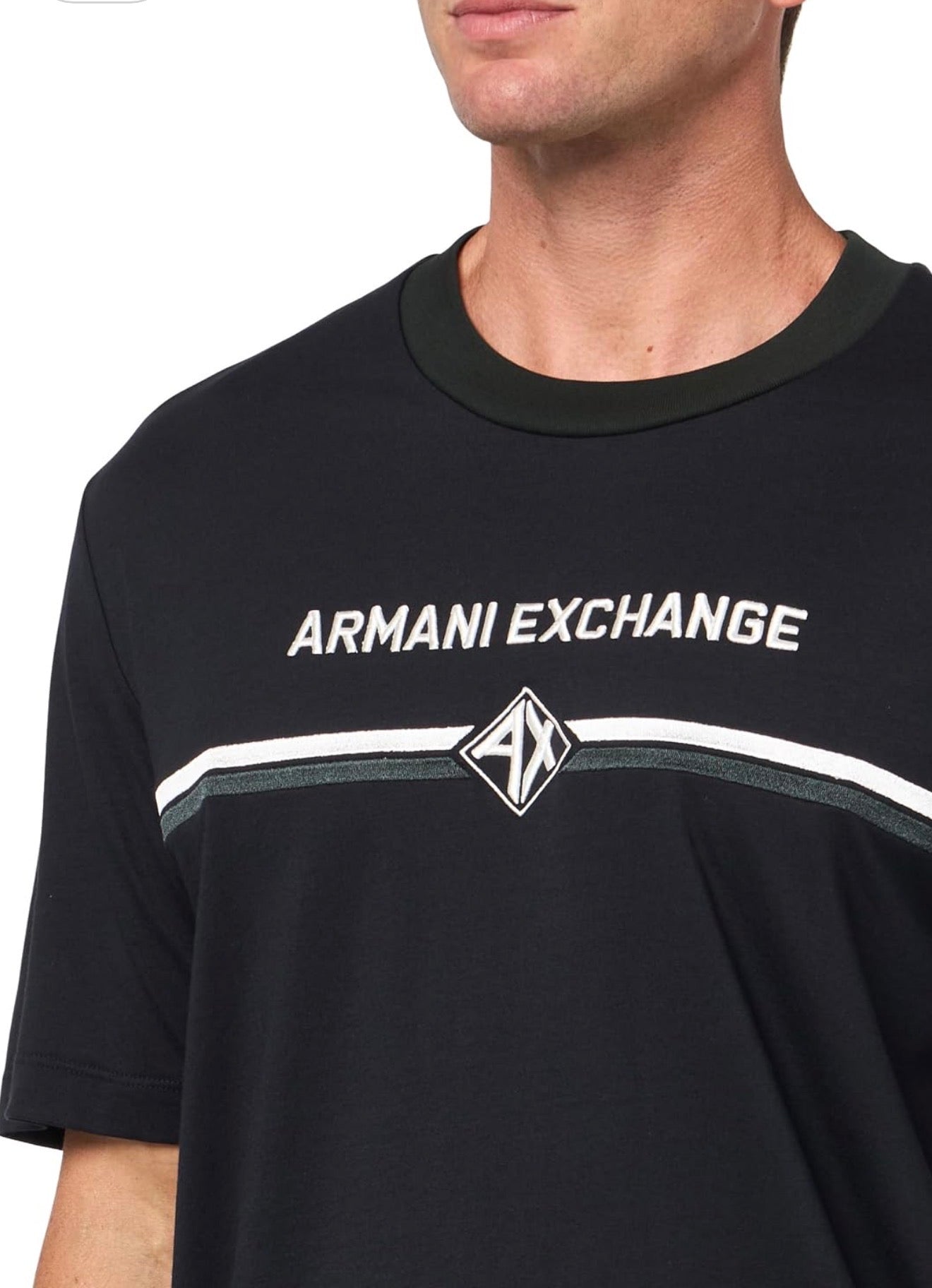 Camiseta Armani Exchange Hombre Azul Marino con Logo Frontal AX