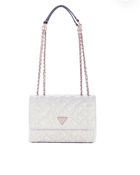 Bolso GUESS Giully II Efecto Piel de Serpiente Blanco