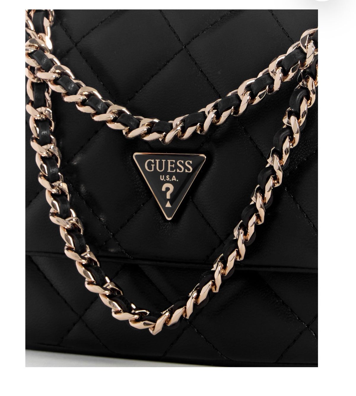 Bolso Mini Crossbody GUESS Acolchado Negro con Cadena