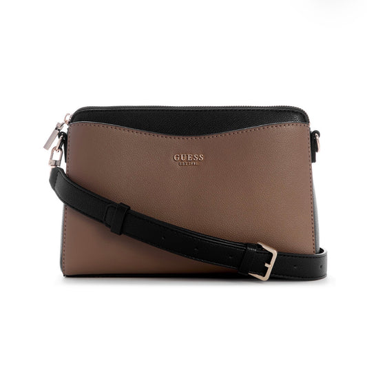 Bolso Crossbody GUESS Bicolor Café Castaño y Negro