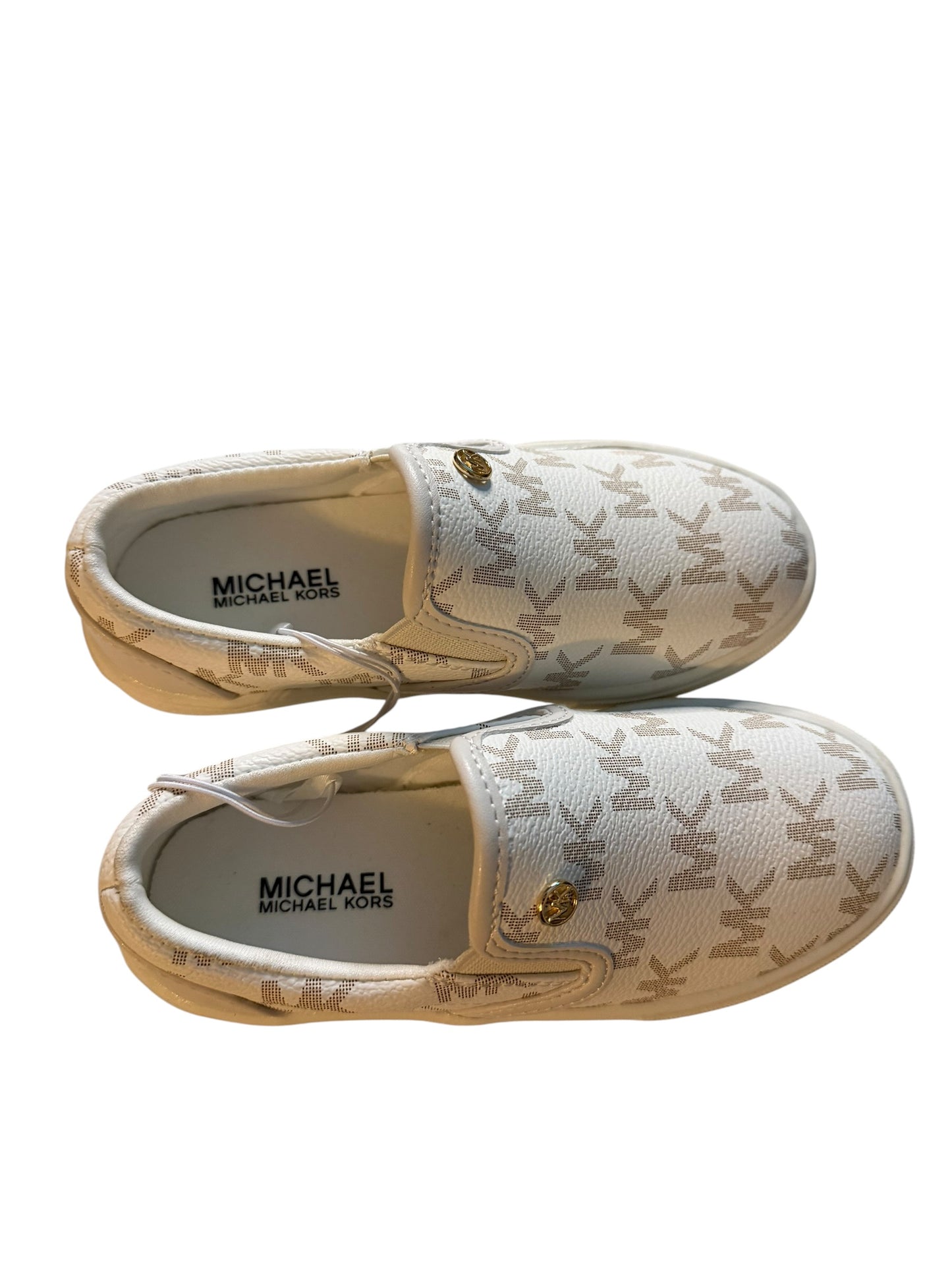 Tenis Slip-On Michael Kors para Niña Blancos con Monograma MK – Talla 11 US Kids