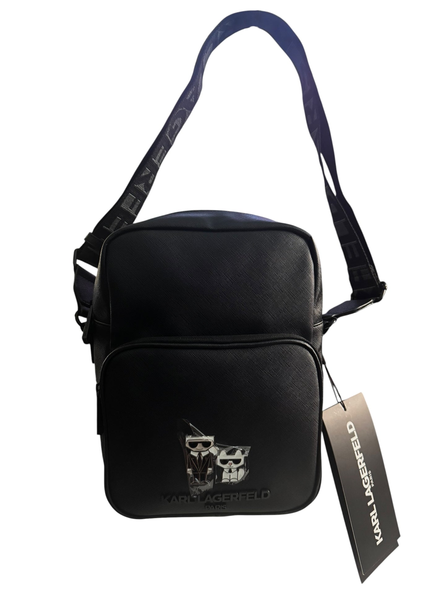 Bolso Crossbody Karl Lagerfeld Paris Negro con Charm Ikonik Karl & Choupette