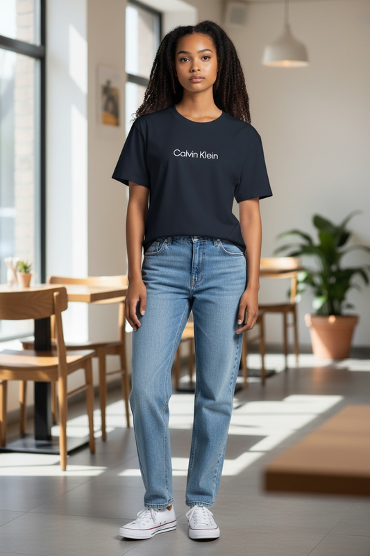 Camiseta Calvin Klein Performance Azul Marino con Logo Blanco