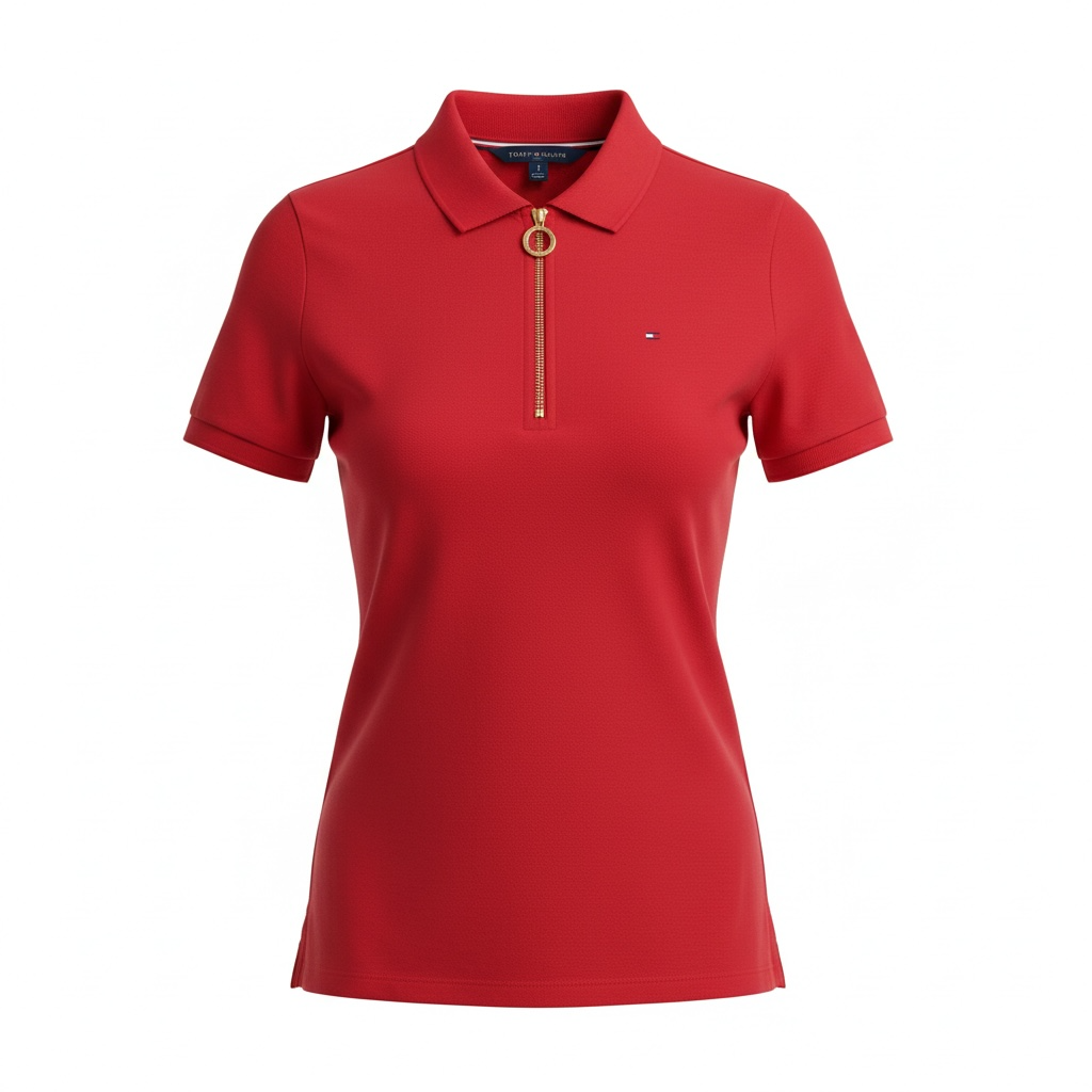 Polo Tommy Hilfiger Mujer Rojo con Cierre Frontal