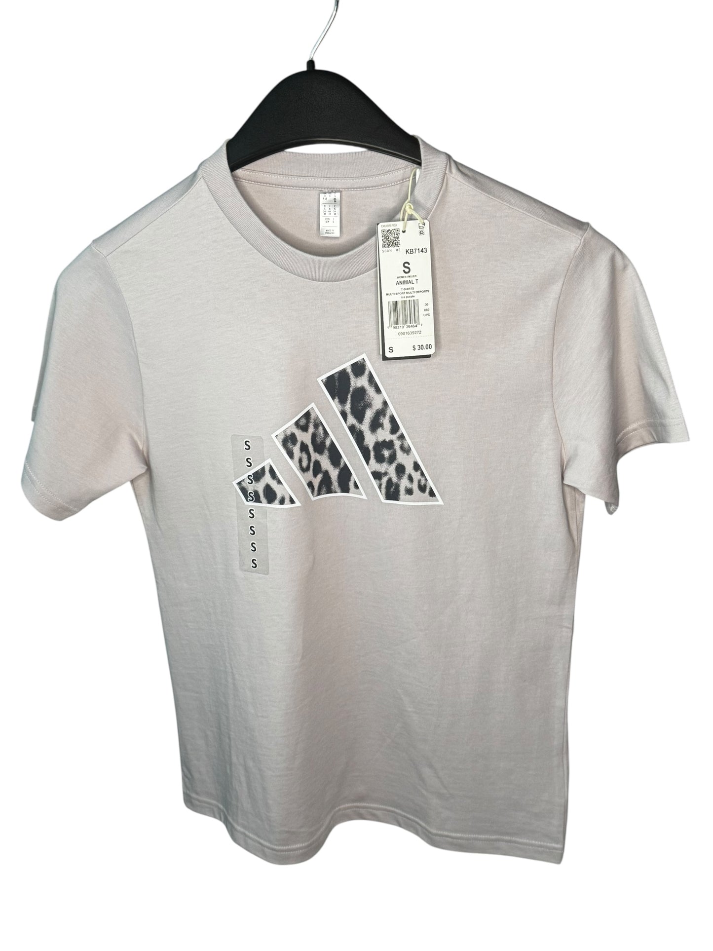 Camiseta Adidas para Mujer Beige con Logo Animal Print