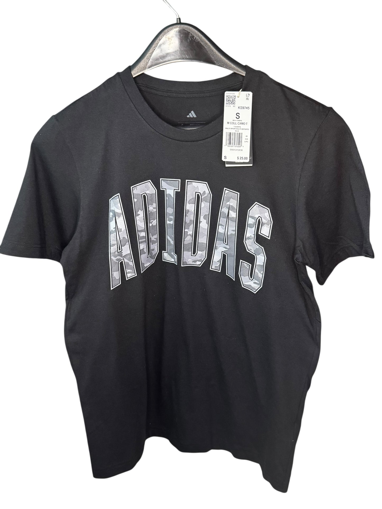 Camiseta Adidas para Hombre Negra con Logo Adidas Estilo Camuflaje