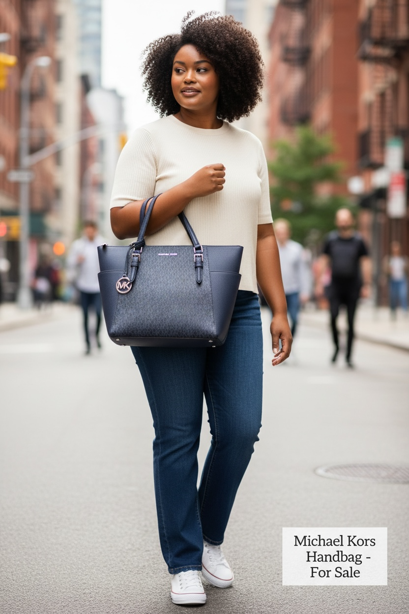 Bolso Michael Kors Mujer Azul Marino – Tote Elegante con Monograma