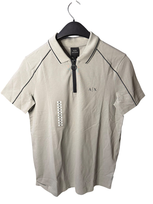 Polo Armani Exchange Hombre Gris Neutral con Cierre Half-Zip
