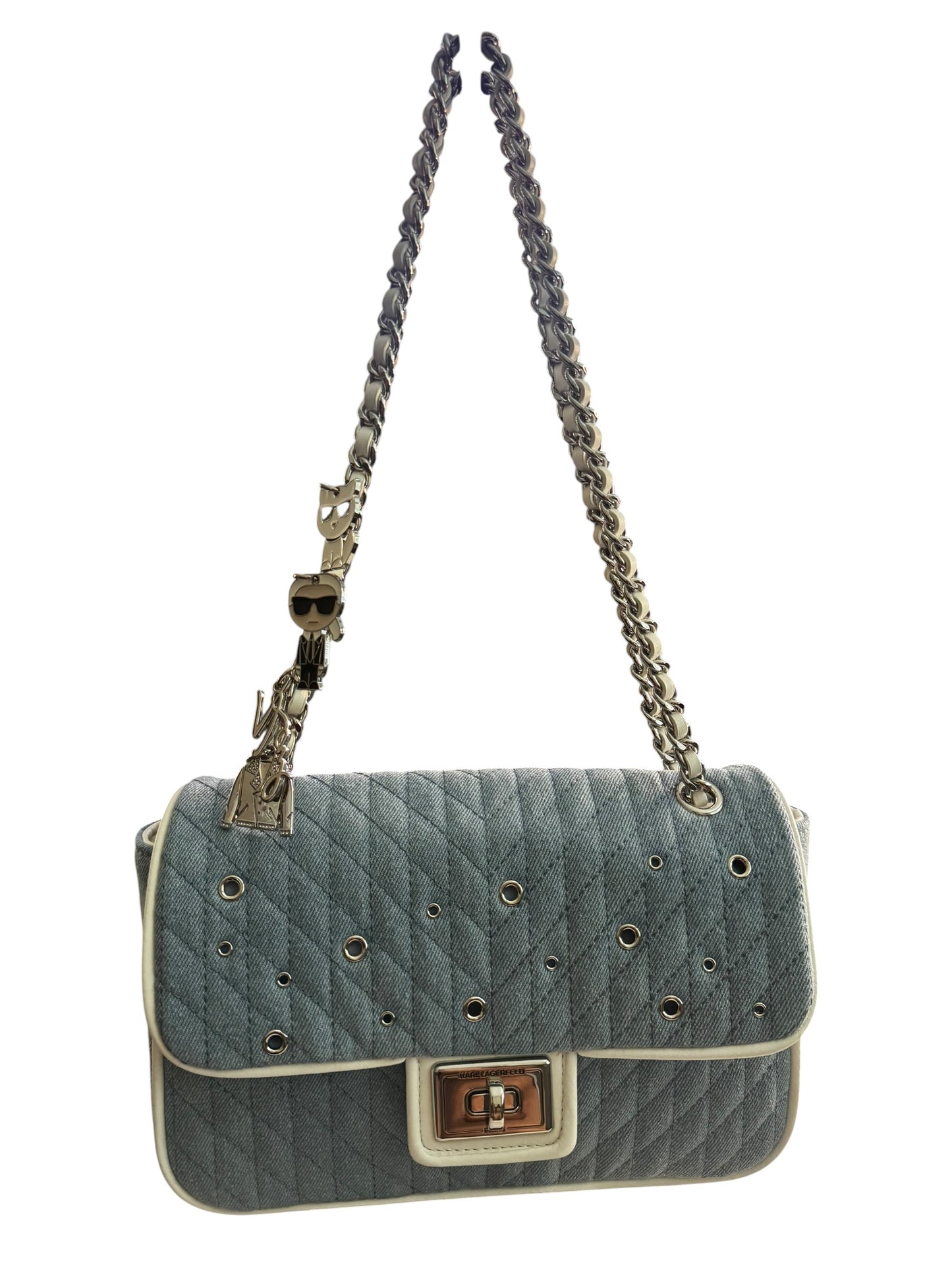 Bolso de Hombro Karl Lagerfeld Paris Agyness en Denim Azul Acolchado