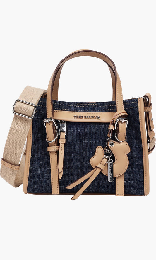Bolso mini tote True Religion de mezclilla oscura