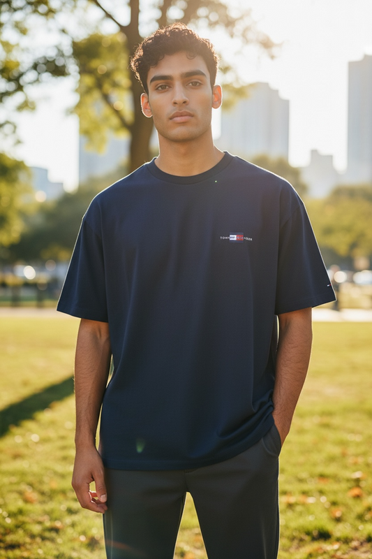 Camiseta Tommy Hilfiger Hombre Azul Marino con Logo Bordado – Estilo Clásico