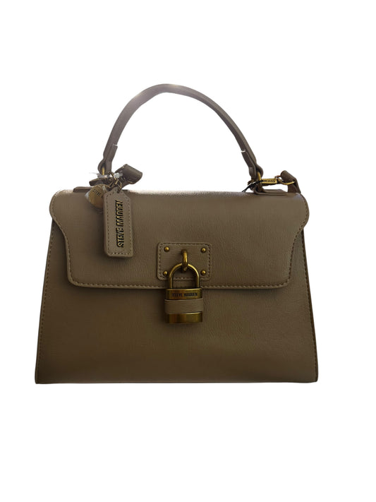 Bolso Satchel Steve Madden Bleo Lock Latte con Candado Decorativo