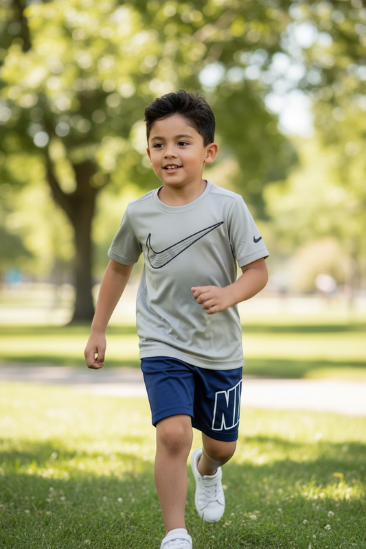 Conjunto Nike Niño 2 Piezas Talla 5-6 Años – Camiseta Blanca y Short Azul Deportivo