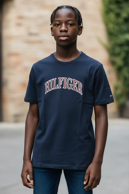 Camiseta Tommy Hilfiger para Hombre Azul Marino con Logo Hilfiger Frontal