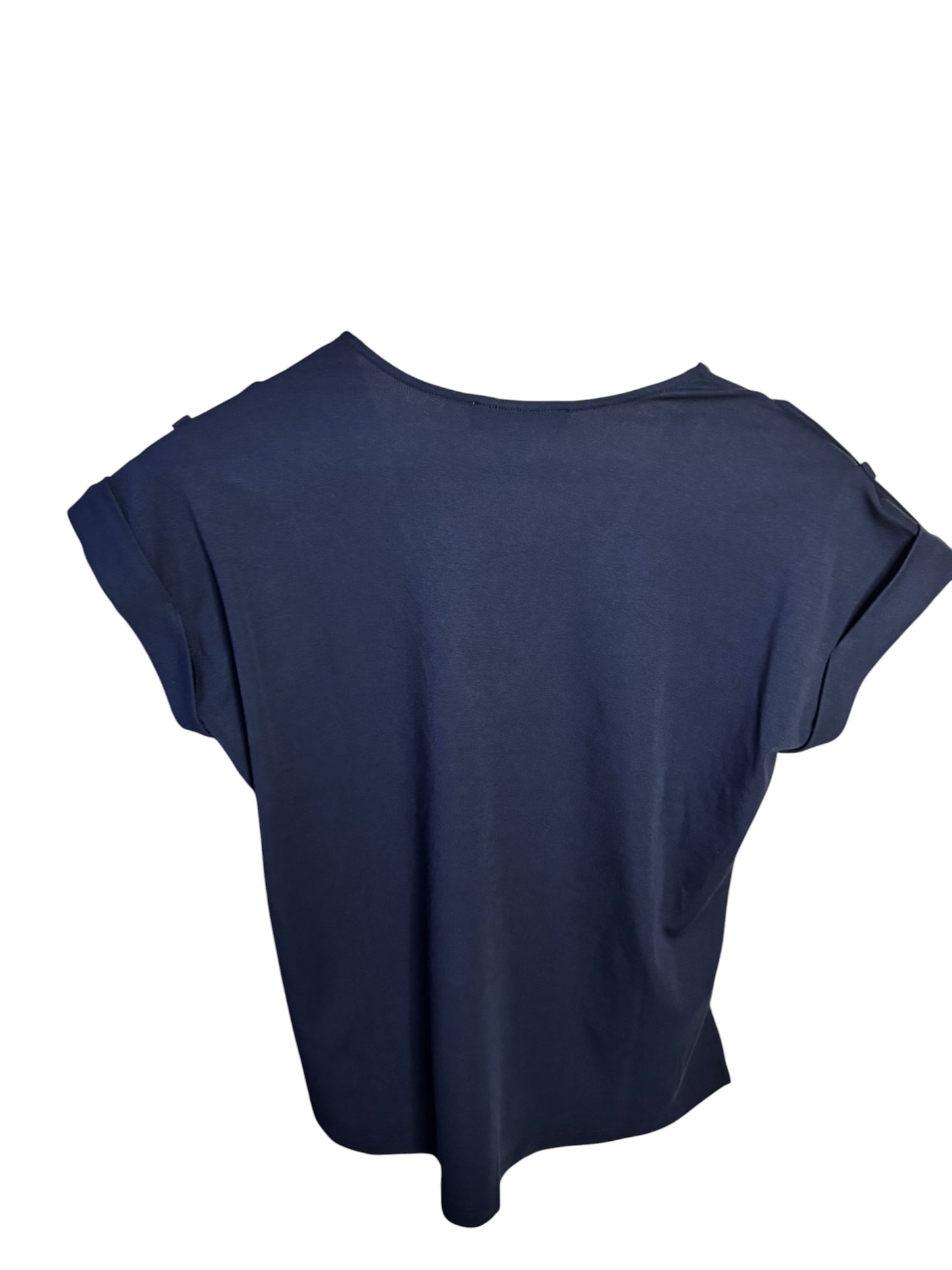 Blusa Michael Kors Azul Marino de Cuello V con Detalles Dorados
