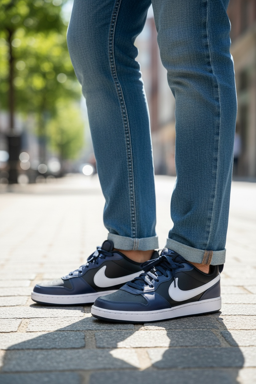 Nike Court Borough Low 2 Midnight Navy (GS) – Azul Marino/Negro/Blanco – Talla 7 Youth