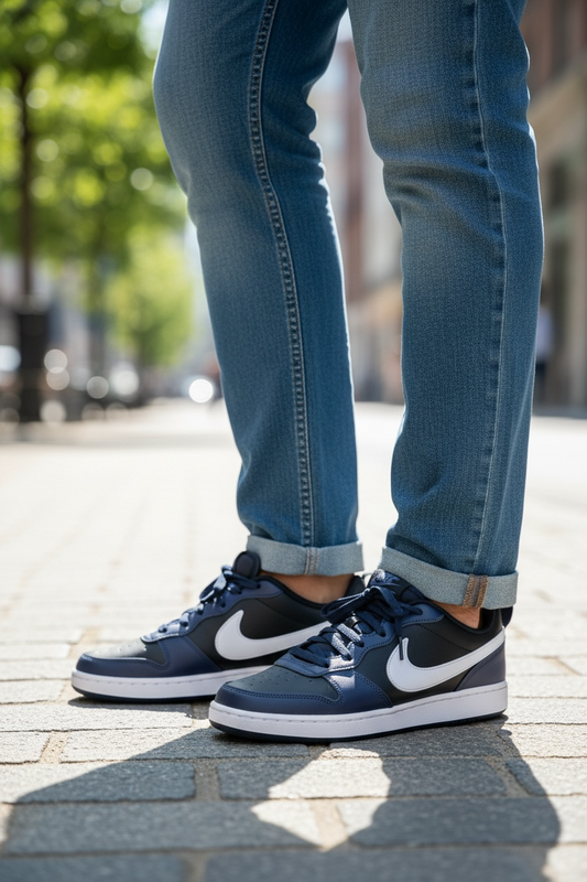 Nike Court Borough Low 2 Midnight Navy (GS) – Azul Marino/Negro/Blanco – Talla 7 Youth