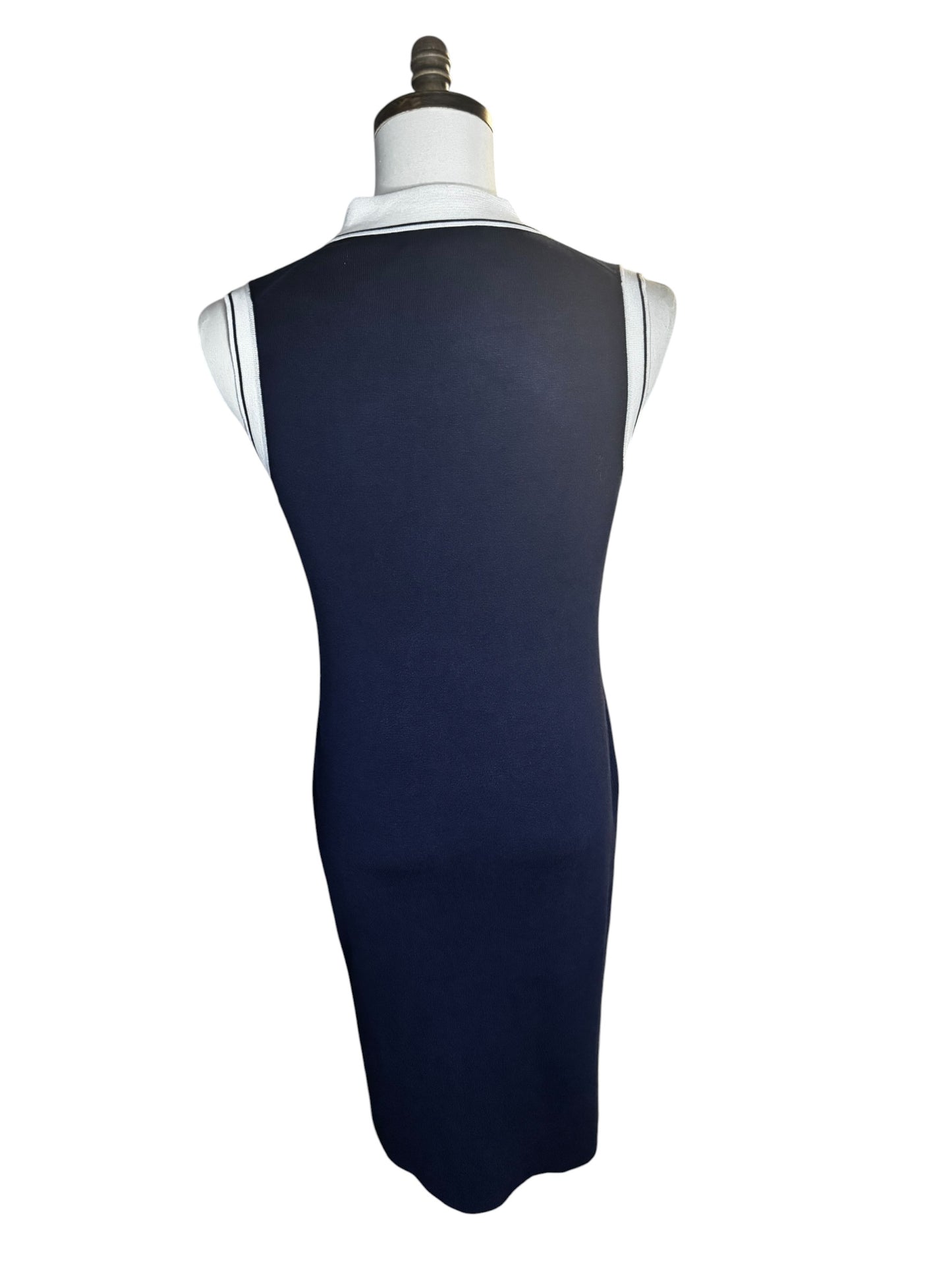 Vestido Karl Lagerfeld Azul Marino Sin Mangas con Cuello Tipo Polo
