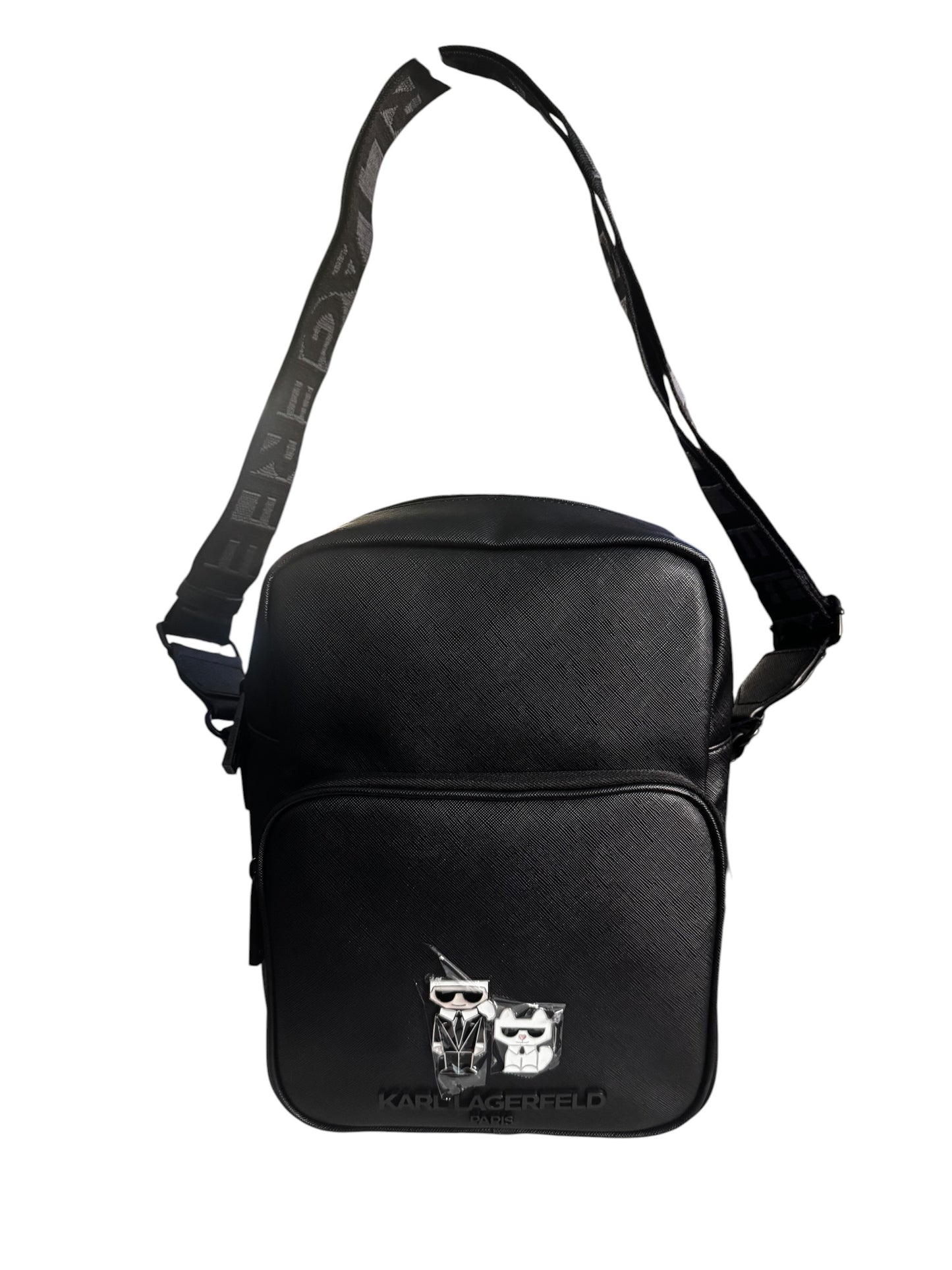 Bolso Crossbody Karl Lagerfeld Paris Negro con Charm Ikonik Karl & Choupette