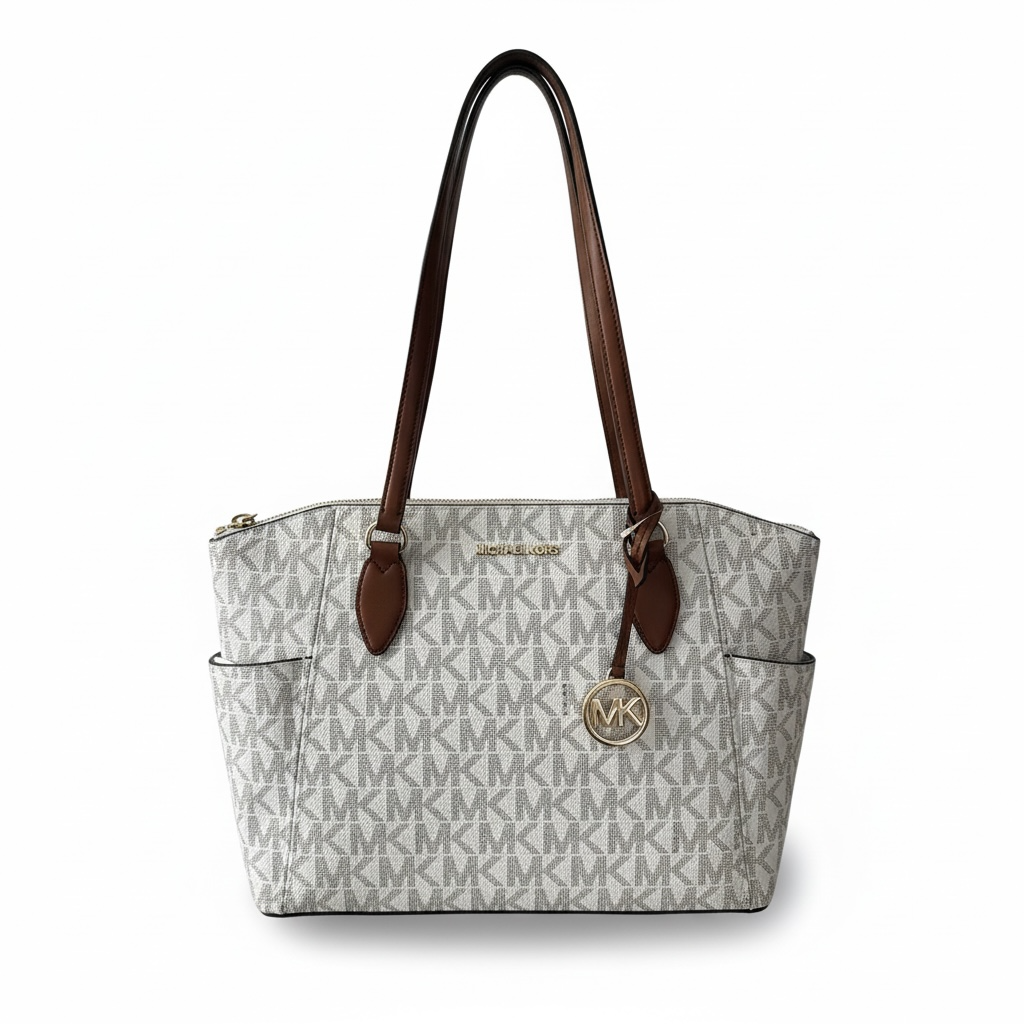 Bolso Michael Kors Mujer Blanco con Monograma – Tote Elegante