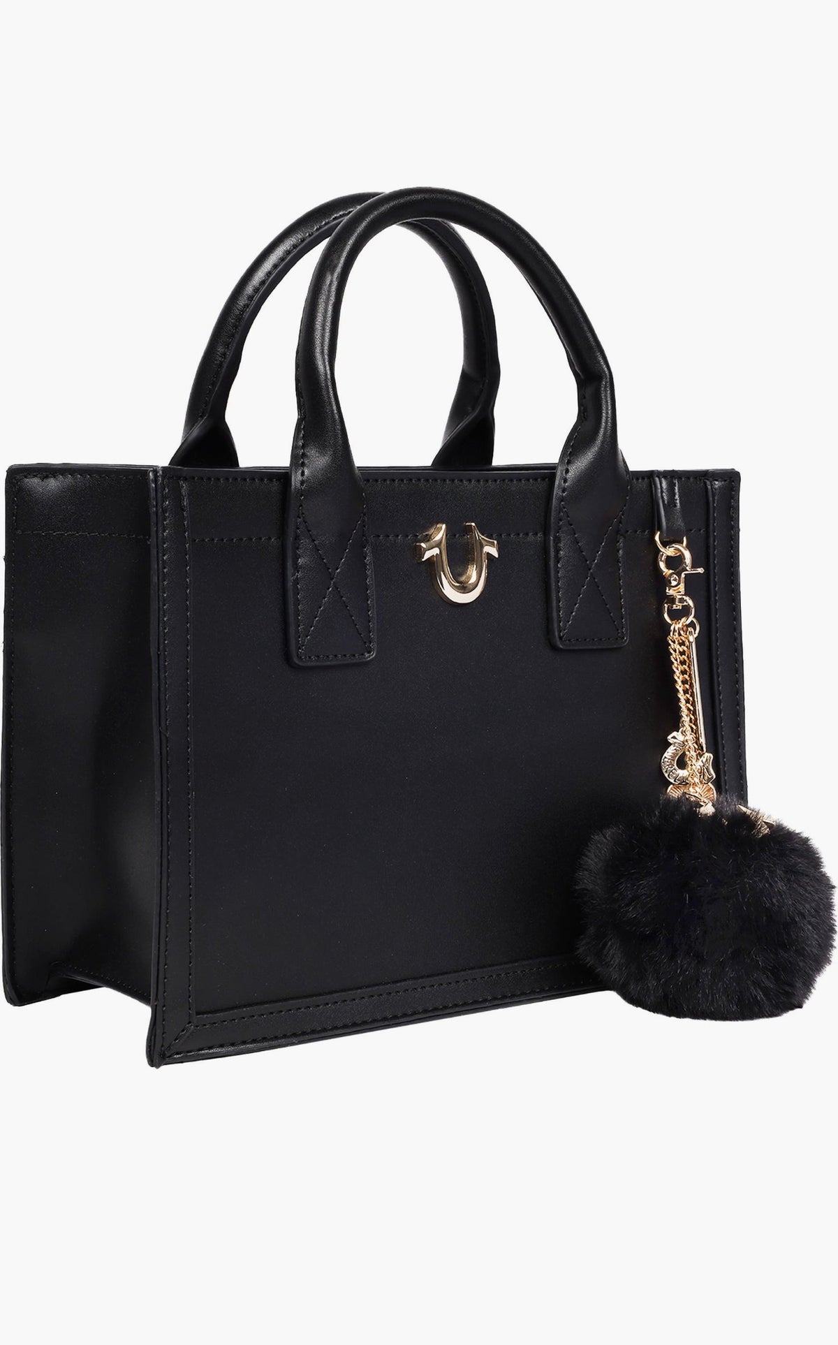 Bolso Tote True Religion Horseshoe Negro con Pompón