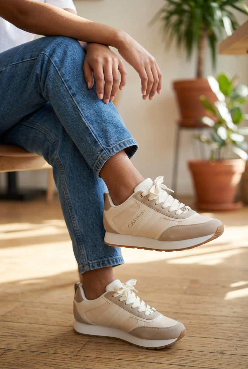 Tenis Calvin Klein Mujer Beige/Crema Talla 8.5