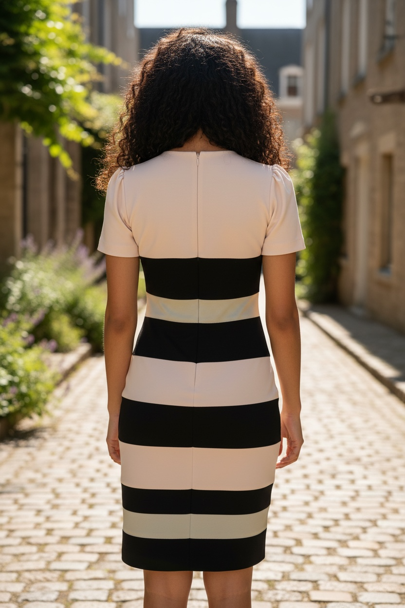 Vestido Tommy Hilfiger de Rayas Beige y Azul Marino para Mujer – Talla 6