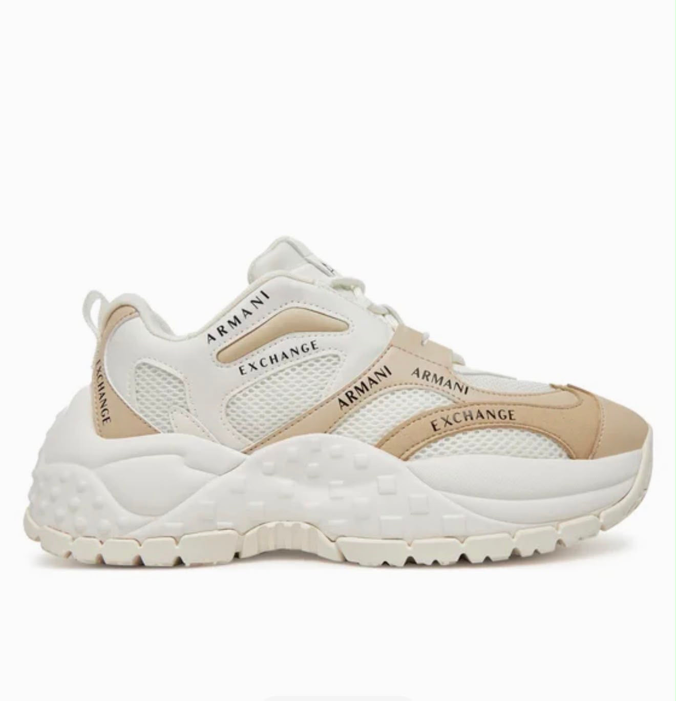 Tenis Armani Exchange de Malla y Microgamuza Blanco/Hueso para Mujer