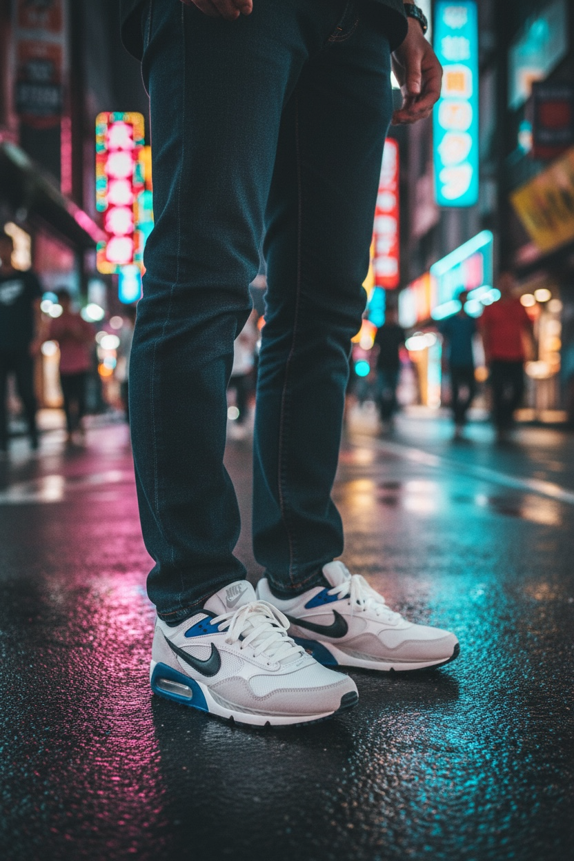 Tenis Nike Hombre  IVO Blanco con Azul y Negro – Estilo Deportivo Air