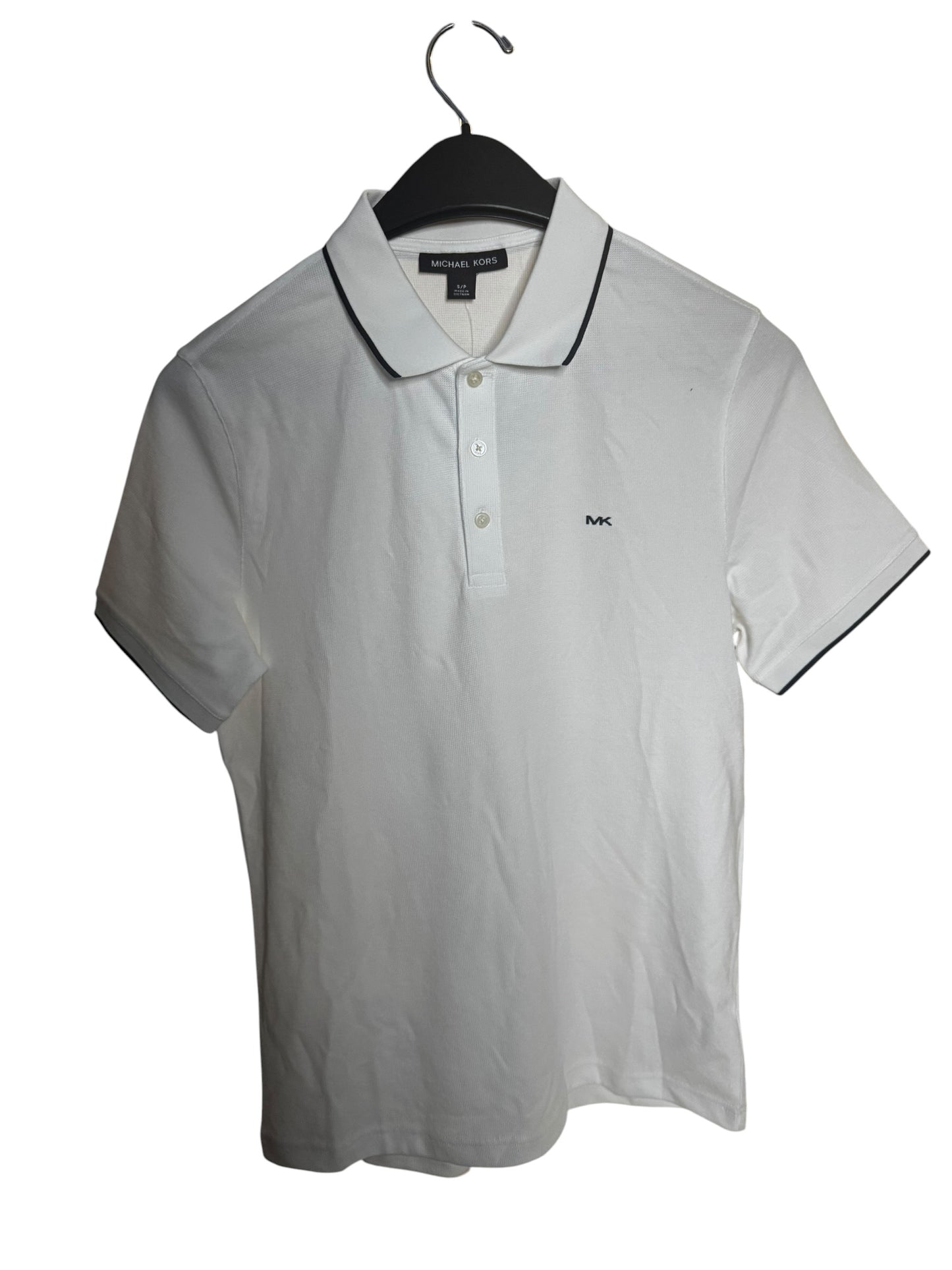 Polo Michael Kors Hombre Blanco con Detalles Azul Marino