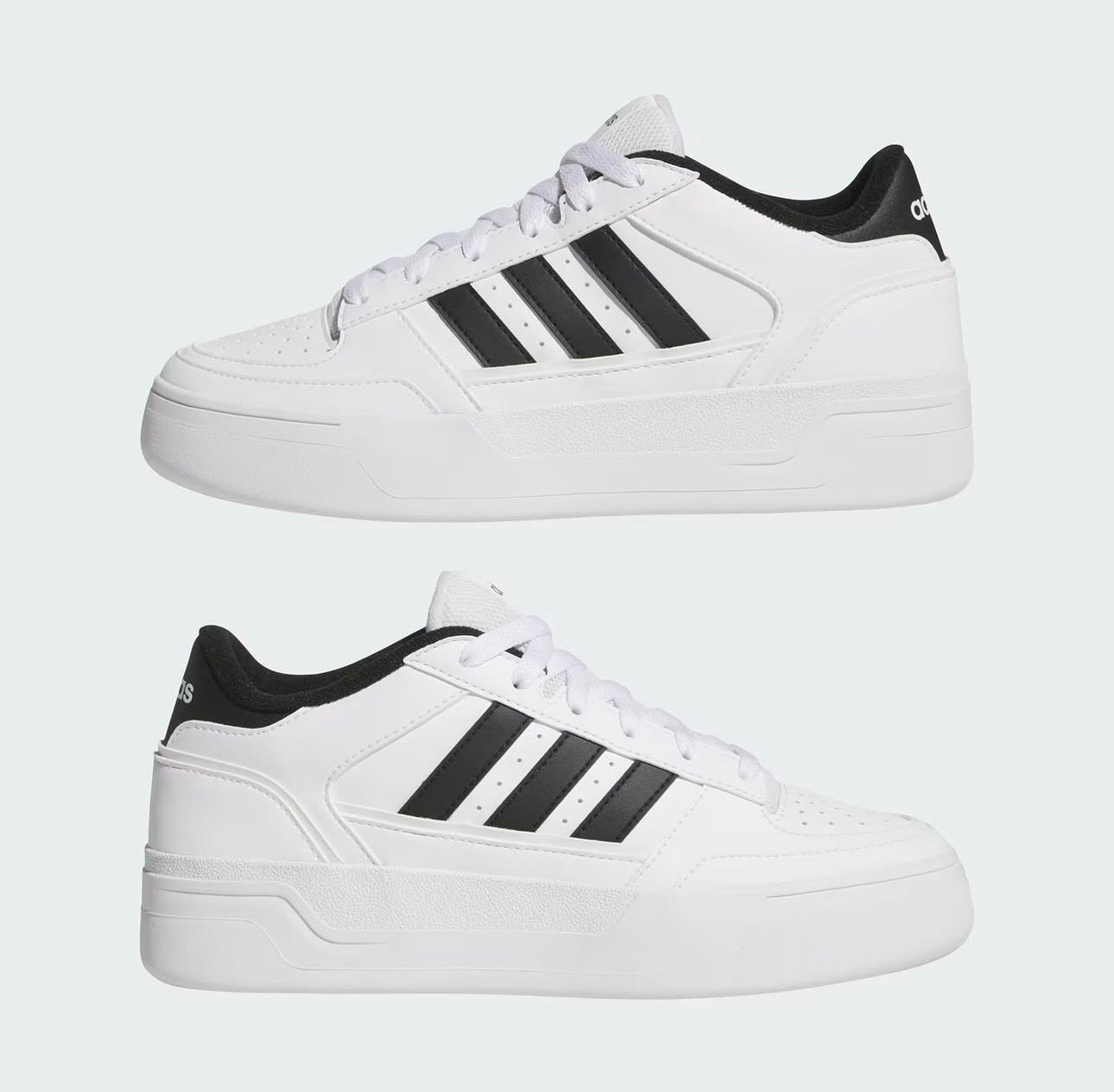 Tenis Adidas Mujer Blancos con Franjas Negras – Estilo Urbano y Moderno