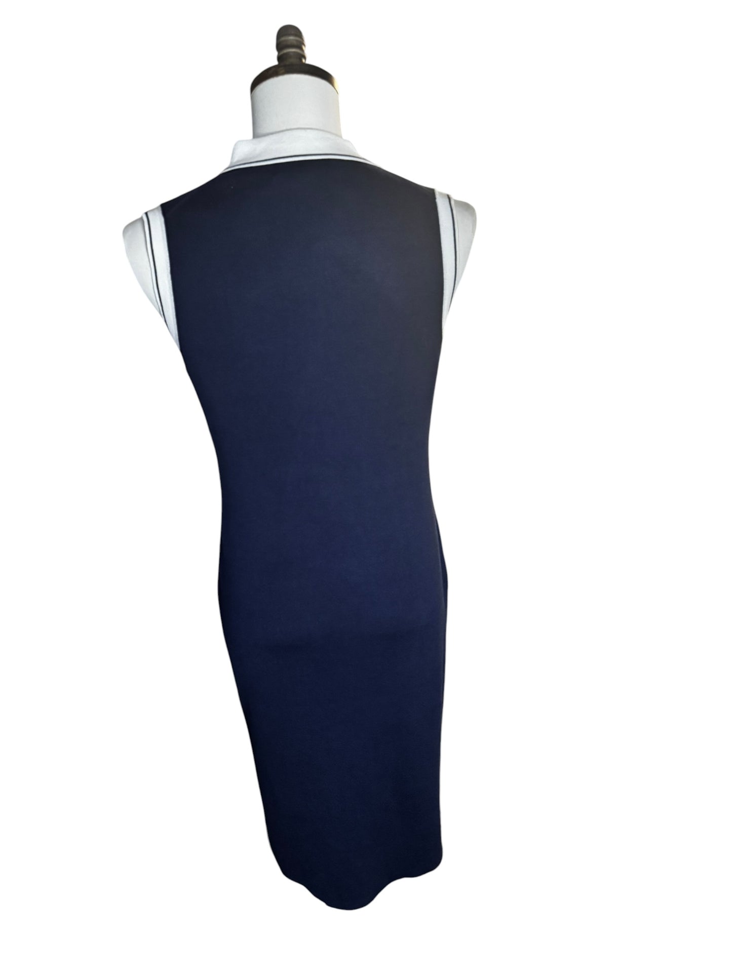 Vestido Karl Lagerfeld Azul Marino Sin Mangas con Cuello Tipo Polo