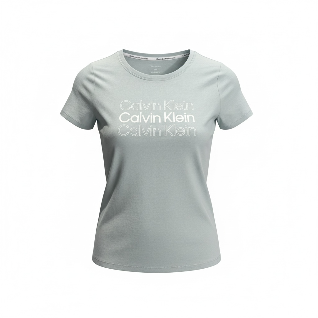 Camiseta Calvin Klein Mujer Azul Claro con Logo Frontal