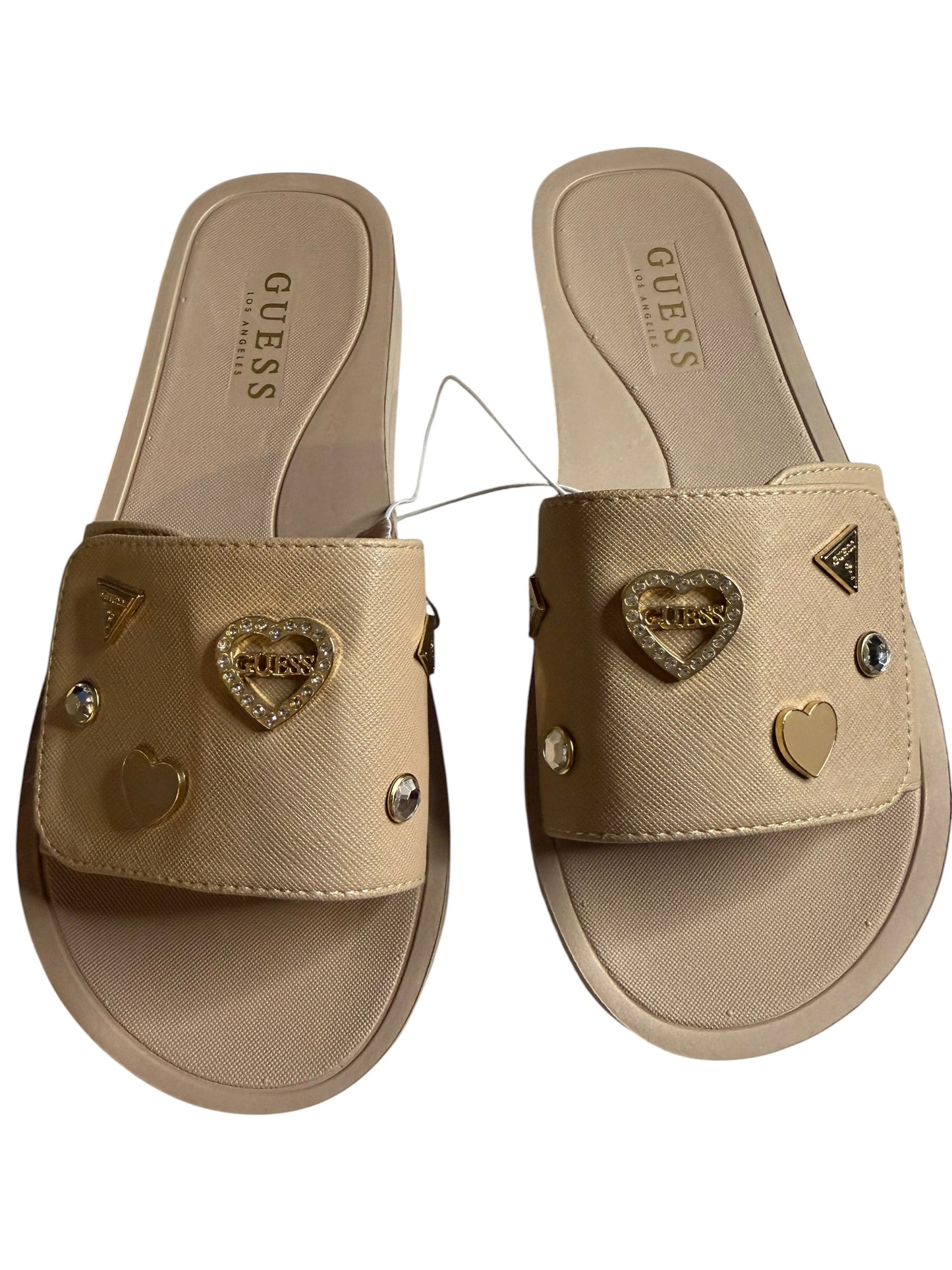 Sandalias Guess Mujer Beige con Detalles Dorados Talla 7