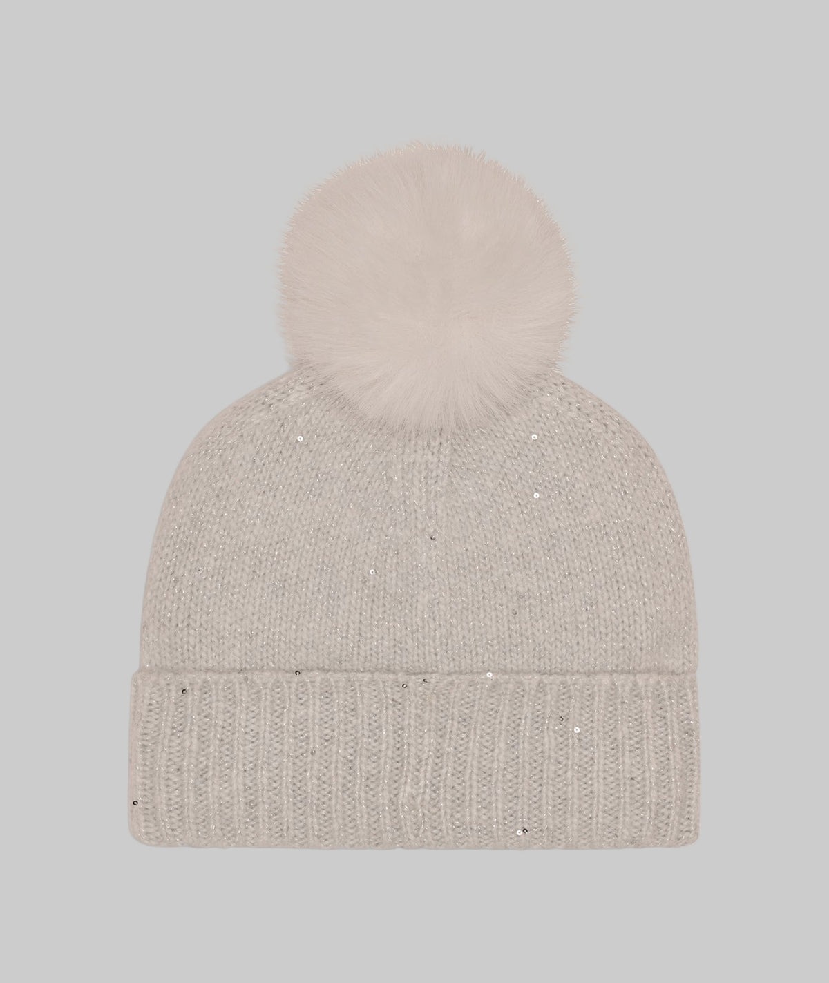Gorro Karl Lagerfeld para Mujer Gris con Pom Pom y Detalles Brillantes
