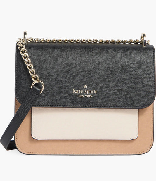 Bolso Crossbody Kate Spade New York Color Block Neutral Multi en Cuero Saffiano