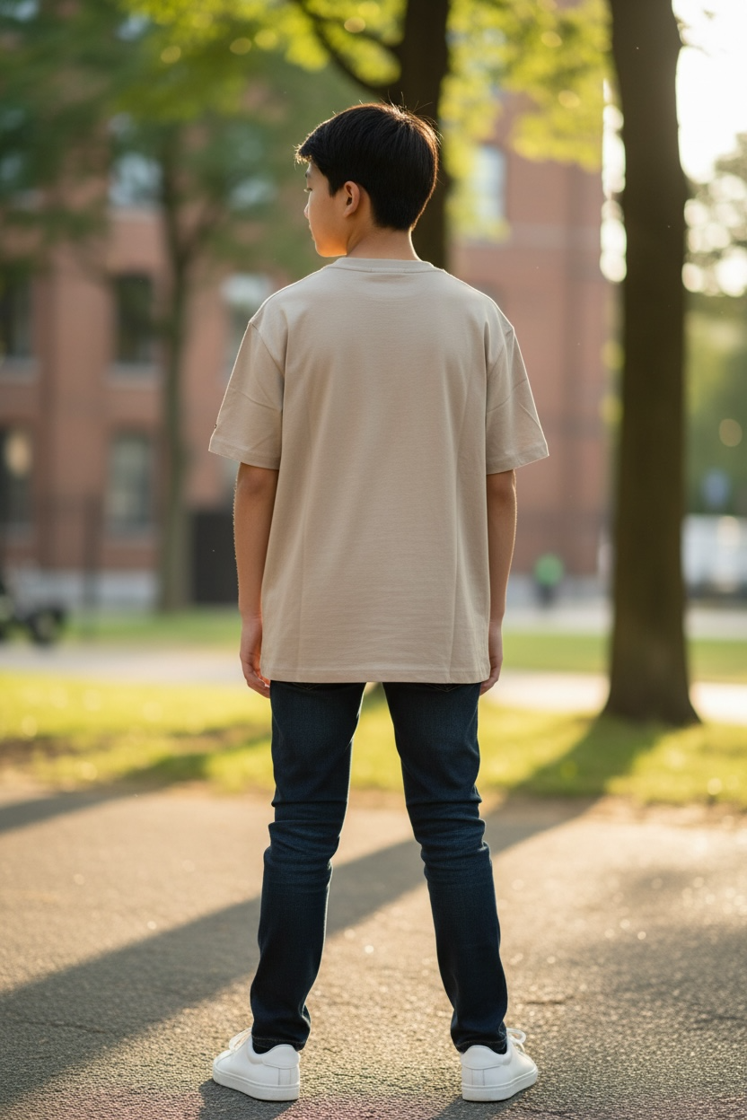 Camiseta Tommy Hilfiger Niño Beige con Logo Estampado – Estilo Casual Premium