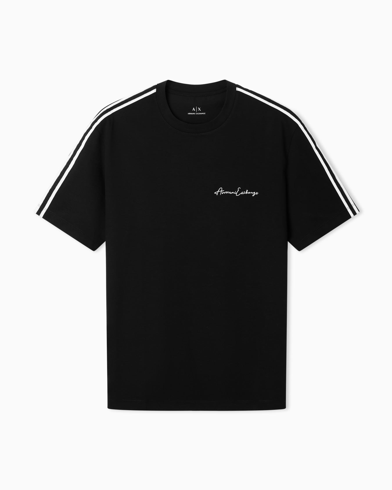 Camiseta Armani Exchange Hombre Negra de Algodón Mercerizado con Logo Bordado | Original