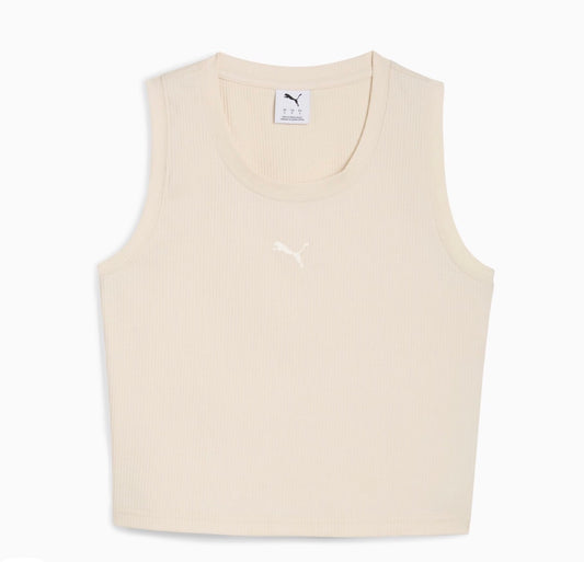 Camiseta Sin Mangas Puma Elevated Essentials Ribbed Mujer – Negro o Alpine Snow